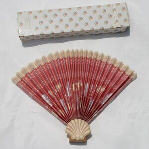 Decorative Fan Pink with white flowers